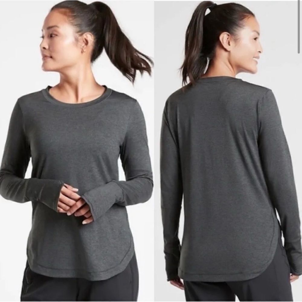 Athleta‎ Uptempo Flora Long Sleeve Crewneck Top Size Womens Medium B18